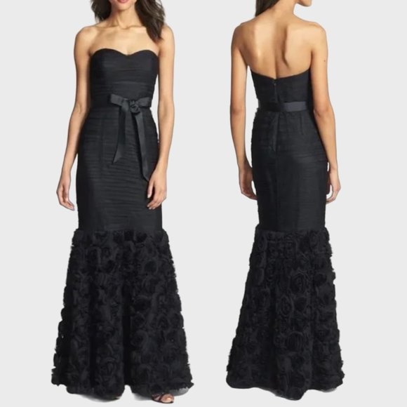 JS Collections Dresses & Skirts - JS Collections Black Mesh Rosettes Sweetheart Mermaid Formal Gown, Size 16